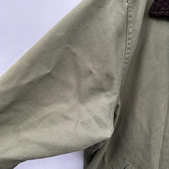 Lands' End Olive Utility Jacket with Brown Collar - Picture 9 of 15